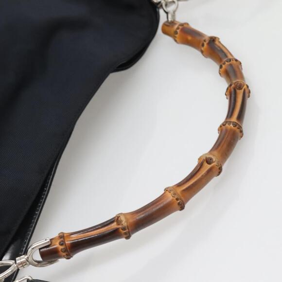 GUCCI Bamboo Hand Bag Nylon Black Silver 001 1705 001 1705 - Picture 7 of 12